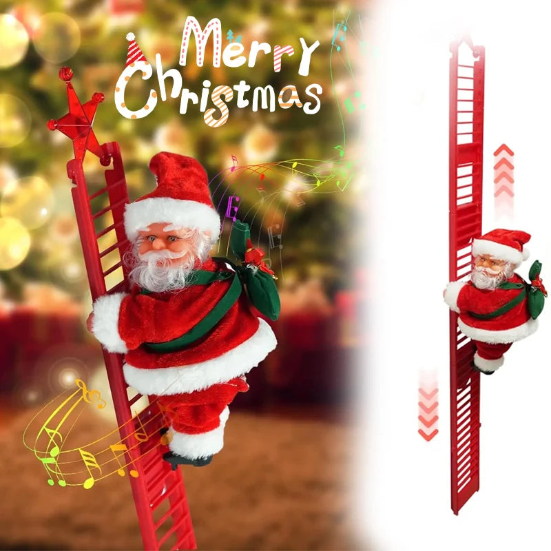 Electric Climbing Santa Decoration Beaded Christmas Figure Automatic