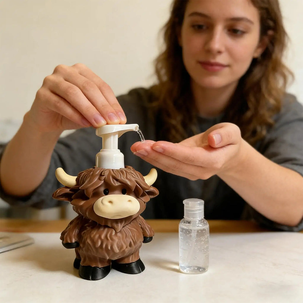 Soap Dispenser Cow Design Refillable Lotion Bottle Manual Kitchen Soap Dispenser for Shower Laundry Wash Christmas Countertop Zpaxo
