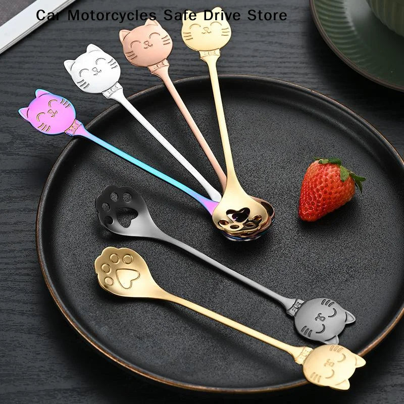 Cute Cat Paw Teaspoon 304 Stainless Steel Coffee Spoon Ice Cream