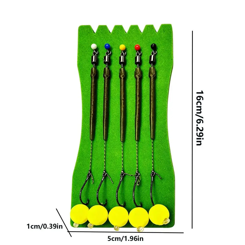 5-Pack Pre-Tied Carp Fishing Rig Set – Anti-Snag Hook & Float Fishing Rig Set Zpaxo 8hook Random color