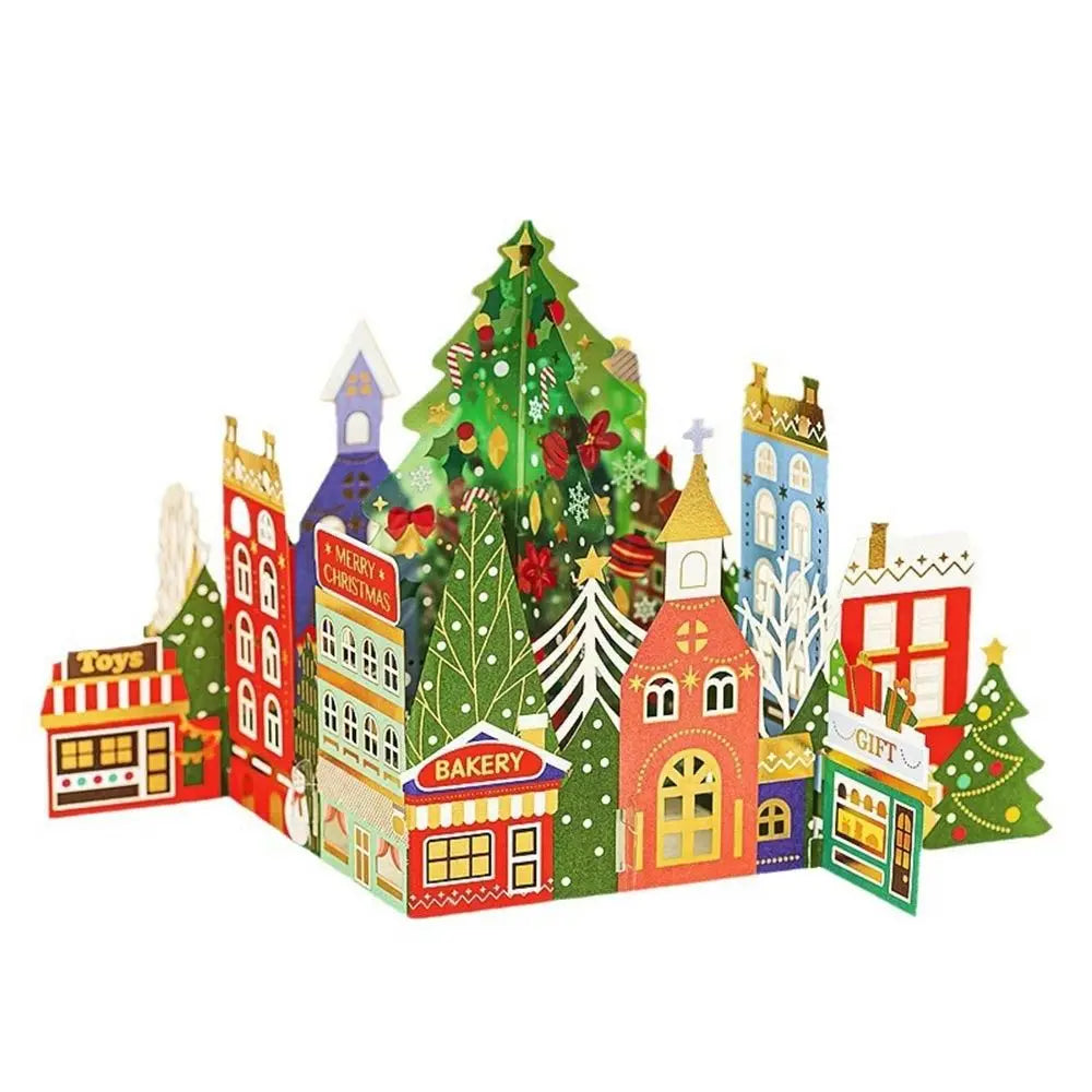 3D Pop-Up Christmas Greeting Card with Envelope | Gold Paper Carving 3D Greeting Card Zpaxo