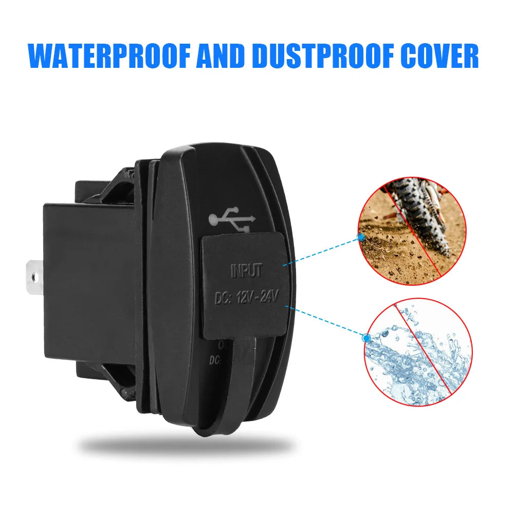 Car Charger Auto Adapter Dual USB Ports Dustproof Phone 5V 3 1A LED