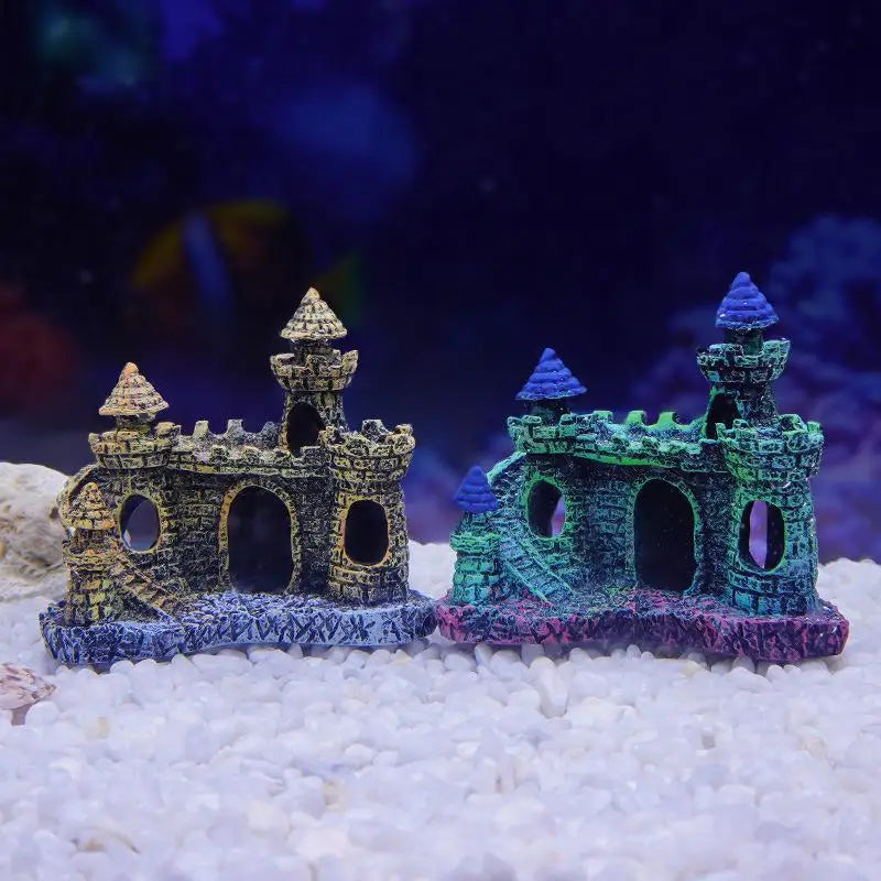 Artistic Castle Shaped Resin Rockery One Aquarium Decor Fish Tank Zpaxo