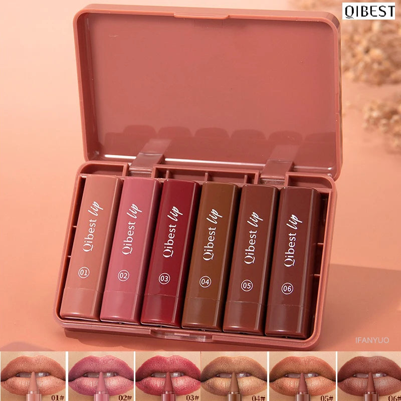 QIBEST Lasting Matte Lipstick Pencil Twist-up Velvet Lip Stick Pen