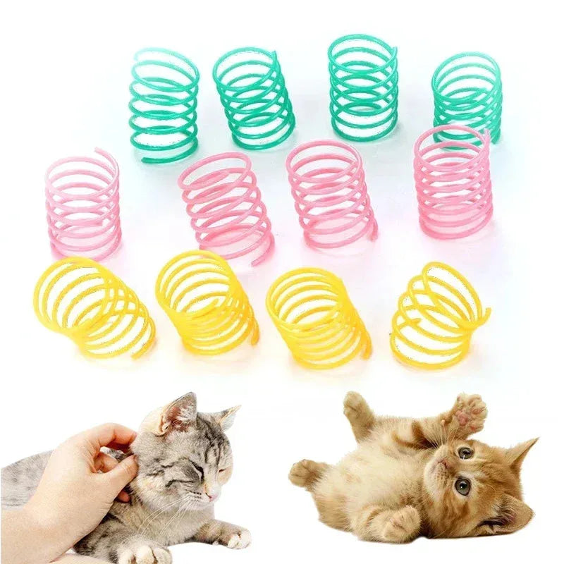 Colorful Coil Spring Cat Toys – Interactive Kitten Set (4–24 Pack)
