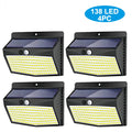 138 LED Solar Light Outdoor 4PCS Solar Wall Lamp Human Body Sensor 3 Mode Waterproof Garden Decor Street Lights Sunlight Powered Zpaxo 4PCS 138LED
