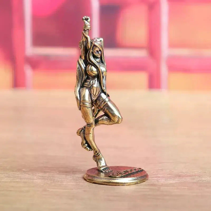 Desk Ornament Office Bookshelf Artistic Home Decor Vintage Brass Beautiful Lady Cat Statue Zpaxo