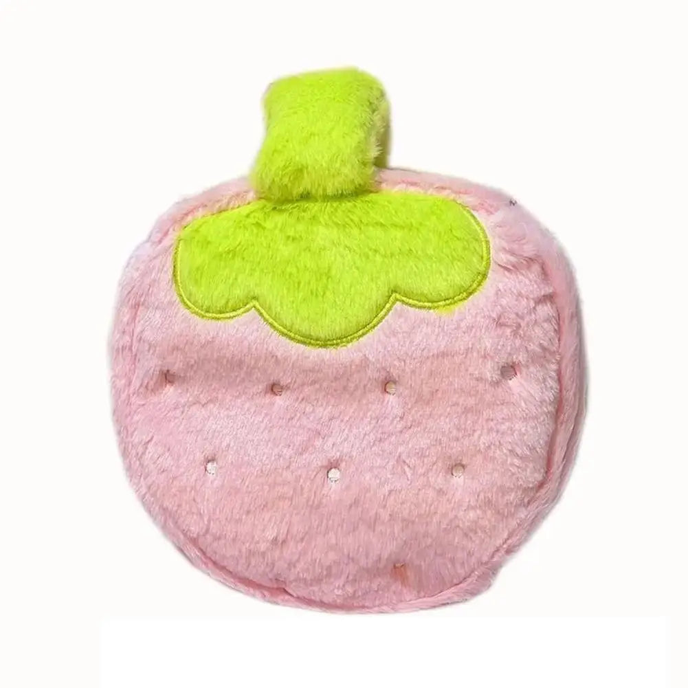 1/2pcs Strawberry Plush Makeup Bag Cute Large Capacity Travel Cosmetic Case Toiletry Pouch with Handle Girls Brush Storage Organ Zpaxo 1PC