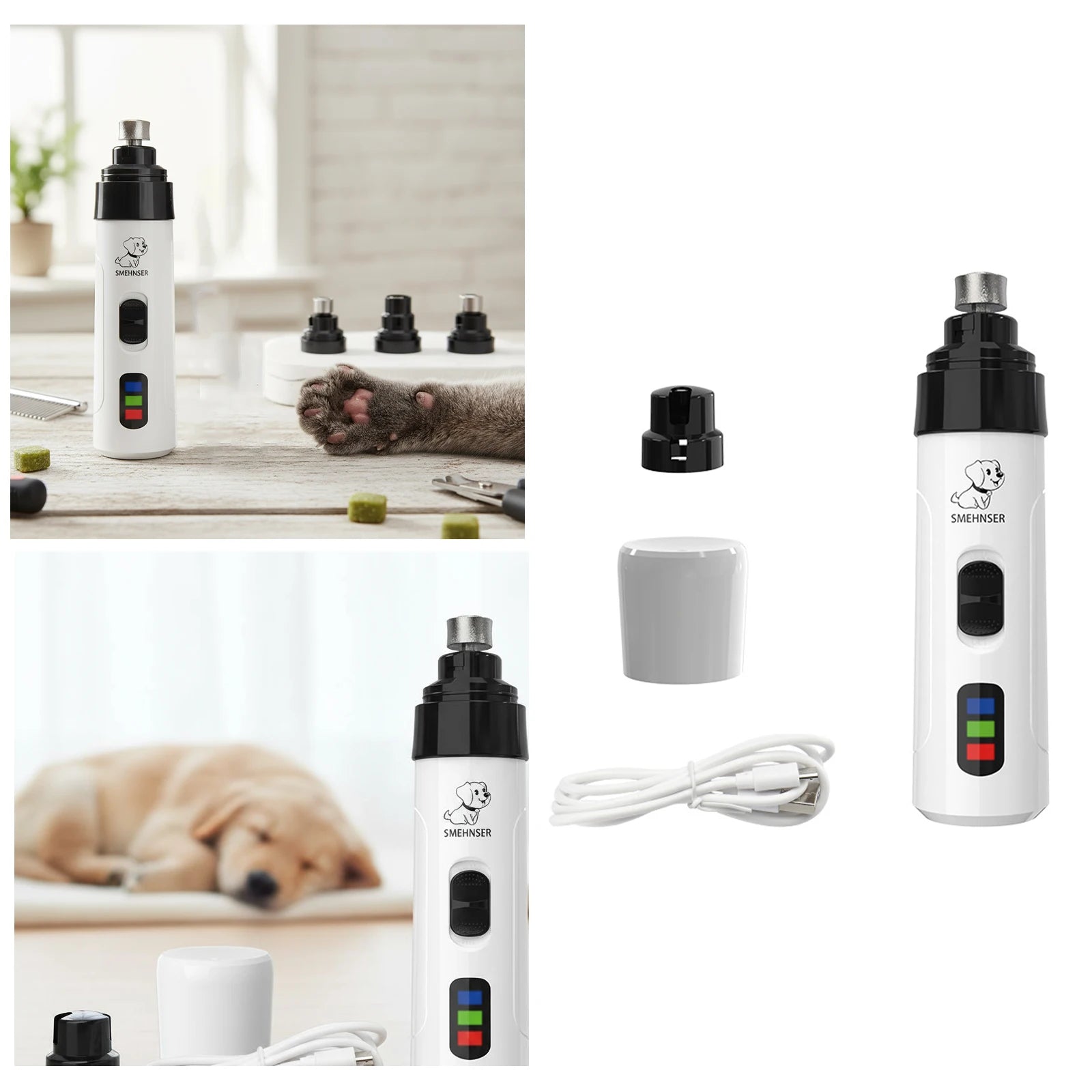 Electric Dog Nail Clippers Quiet Rechargeable Claw Grinder Vibration