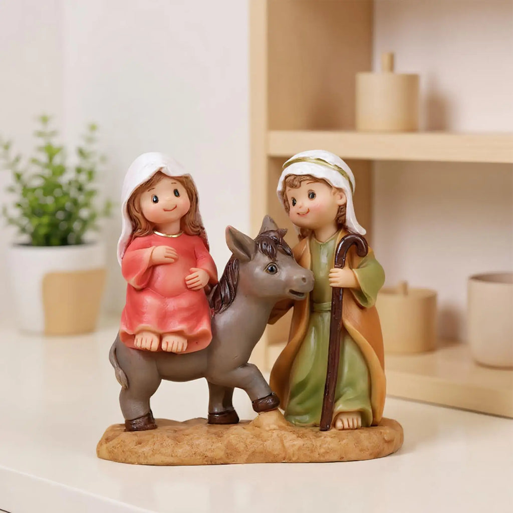 Holy Family Statue Catholic Christmas Resin Cartoon Joseph Virgin Mary Figurines Religious Catholic Figurines Sculptures Zpaxo