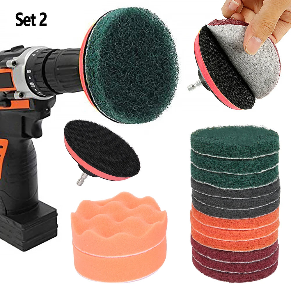 Power Scrubber Scouring Pad Rotary Tool Fitting Electric Soft Drill Pad Tubs Glass Stone Tile Cleaning Kit for Polishing Machine Zpaxo