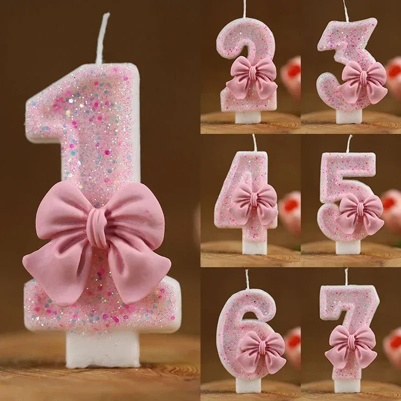 1 2 3 4 5 6 7 8 9 3D Number Candle Cake Number Cake Candle Pink Glitter Birthday Candle Topper Birthday Party Cake Decor Hot Zpaxo