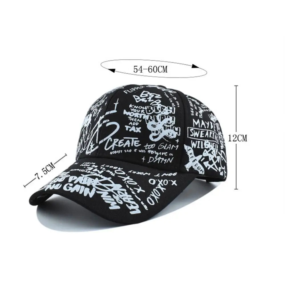 Quick Dry Baseball Caps UV Protection Letter Geometry Printing Snapback Hat Colorful Graffiti Print Hip Hop Sun Visor Cap Zpaxo