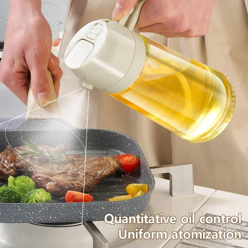 Oil Spray Pot 2-in-1 Plastic Household Kitchen Oil Bottle Nebulizing Mist Filling Cooking Oil Spray Pot Dual Use Camping Zpaxo