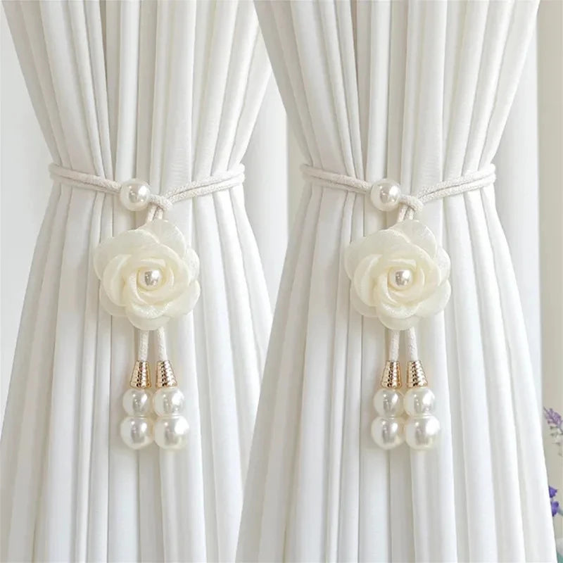 Creative Camellia Curtain Ties Adjustable Transparent Decorative