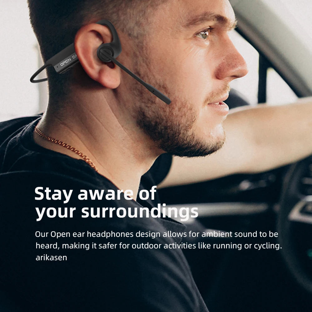 Open Ear Headphones Mic Bluetooth Headset Microphone Headphone Noise