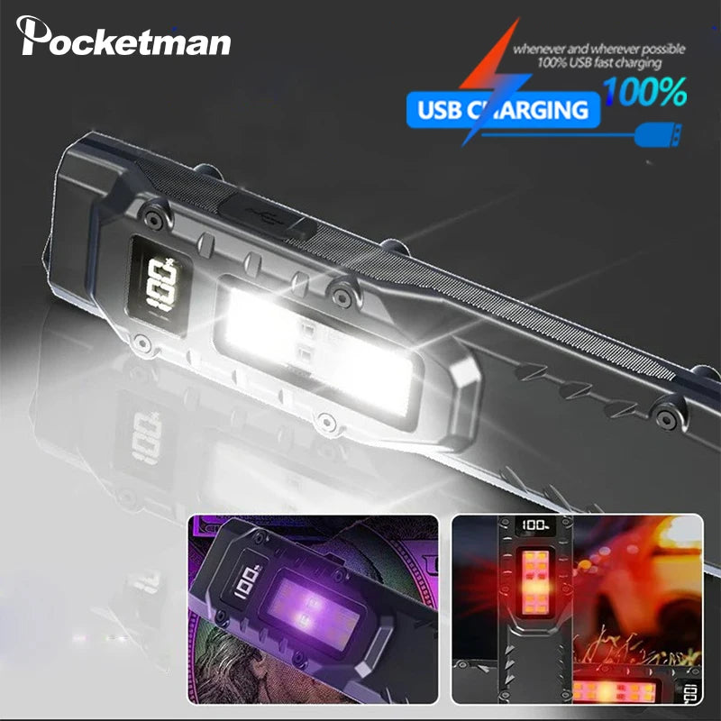 POCKETMAN 9-Mode LED Work Light USB Rechargeable Flashlight