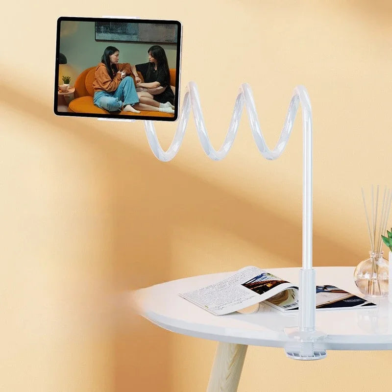 Tablet Stand Holder Mount Clip Grip Flexible Long Arm Gooseneck For iPad iPhone Switch Galaxy Tab Kindle D1S6 Zpaxo WHITE