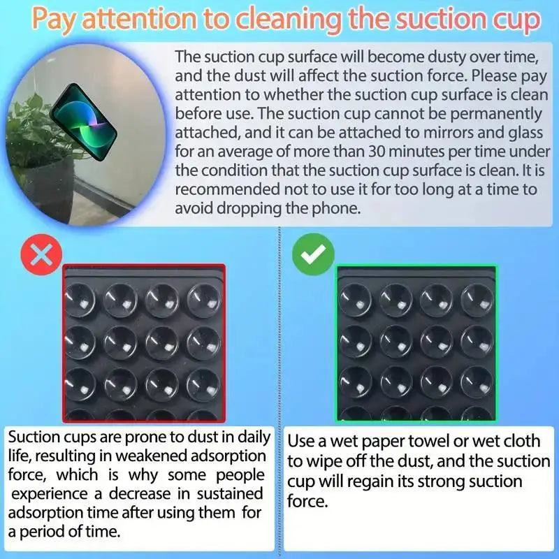 Silicone Suction Phone Holder Mat Multi-functional Suction Cup Phone Stand Square Anti-Slip Single-Sided Case Mount Back Sticker Zpaxo