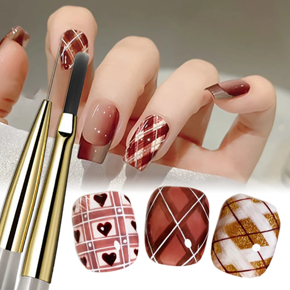 1 French Plaid Nail Art Brushes Line Grid Pattern Drawing Pen DIY UV Zpaxo
