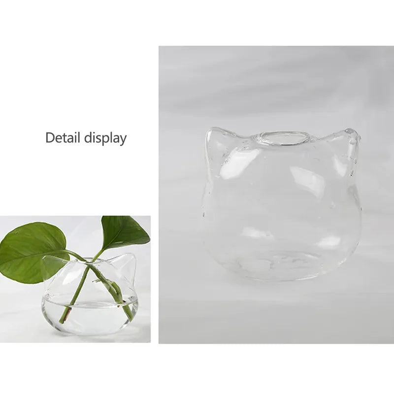Glass Vase Hydroponic Flower Cat-shaped Miniature Landscape Plant