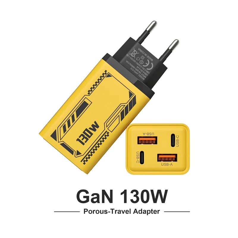 130W 4 Ports 2USB+2PD Gan Charger Quick Charge EU US UK USB-C QC 3 0
