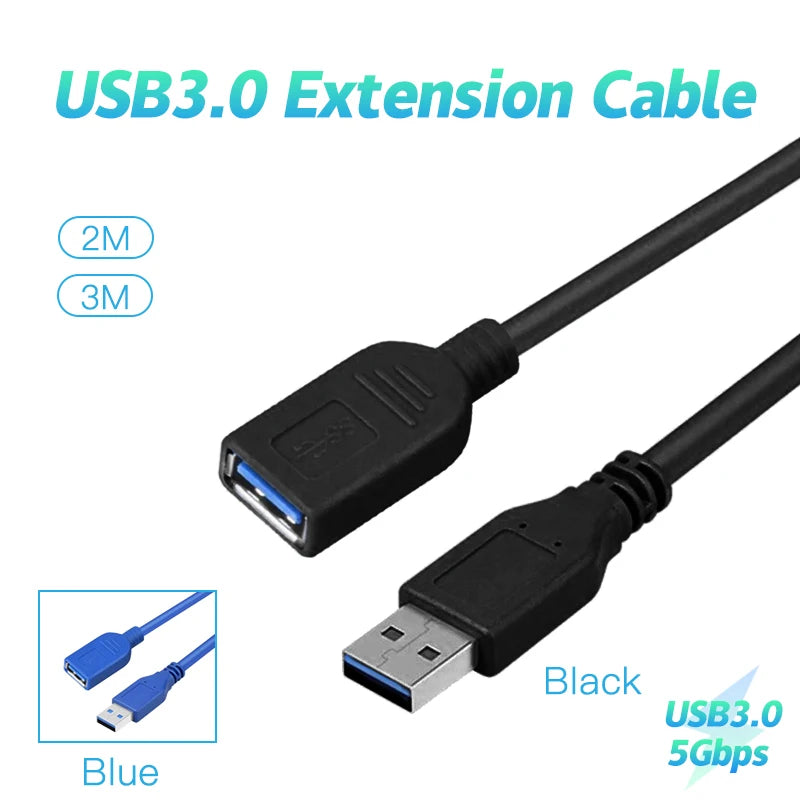 2 3 Meters USB3 0 Extension Cable USB Male Female Cord Sync Data Zpaxo