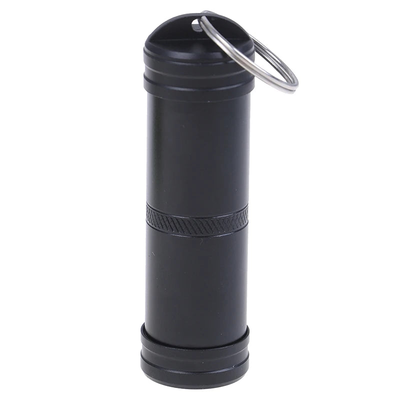 1PC Mini Waterproof Capsule Seal Bottle Outdoor EDC Survival Pill Box Tank Case Zpaxo Black
