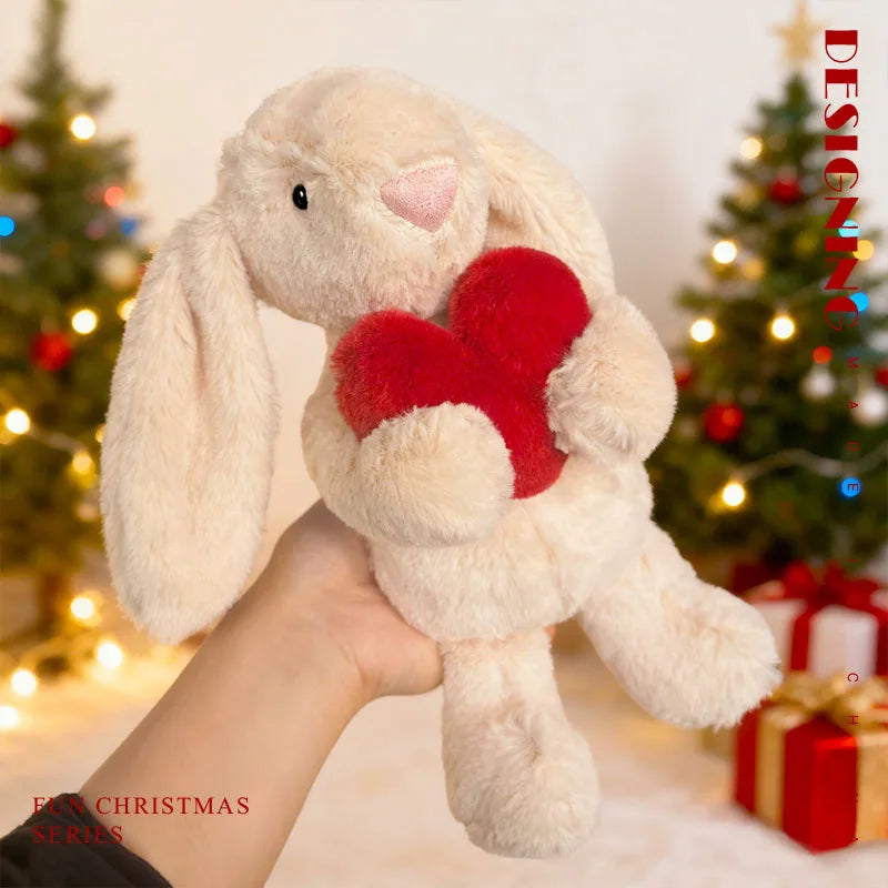 Cuddly Floppy Ear Rabbit Plush Toy Holding Red Heart Soft Stuffed