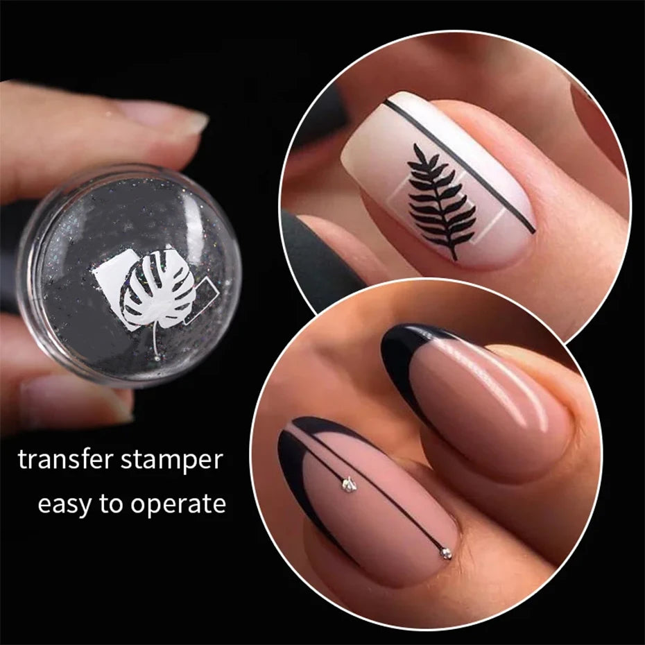 Nail Stamping Plates Pure Clear Jelly Nails Art Stamper Scraper Set Print Silicone Marshmallow Design Manicure Accessories Tool Zpaxo