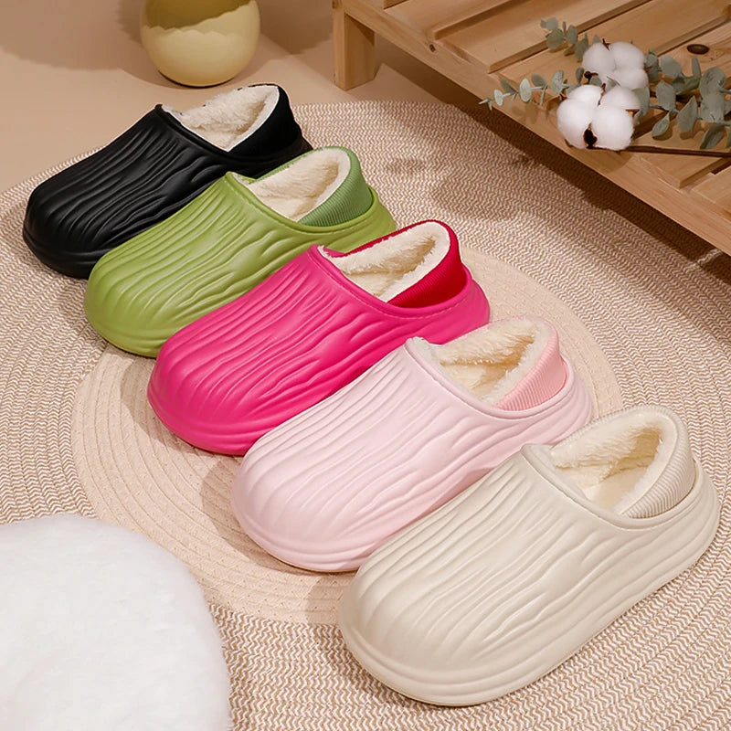 Winter Women Cotton Slippers Warm Non-slip Thick Bottom Slides Soft