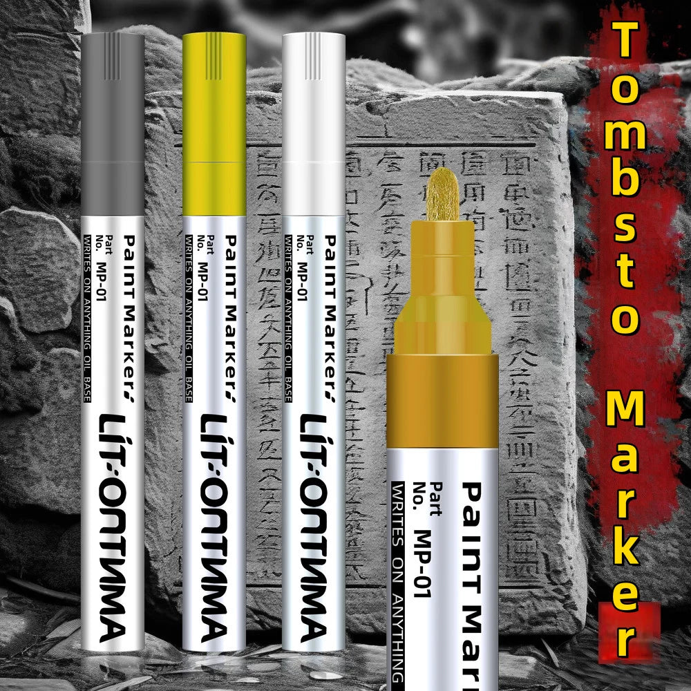 1pc/2pcs Golden Tombstone Marker | Restores Text on Granite/Marble, Weather-Resistant Fine Tip Zpaxo