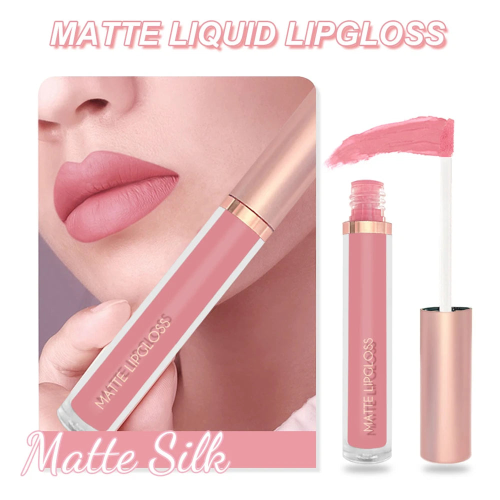 Punk Dark Plum 24H Waterproof Matte Velvet Lipgloss Makeup Long-Lasting Non-stick Cup Lip Glaze Nude Liquid Lipstick Cosmetics Zpaxo