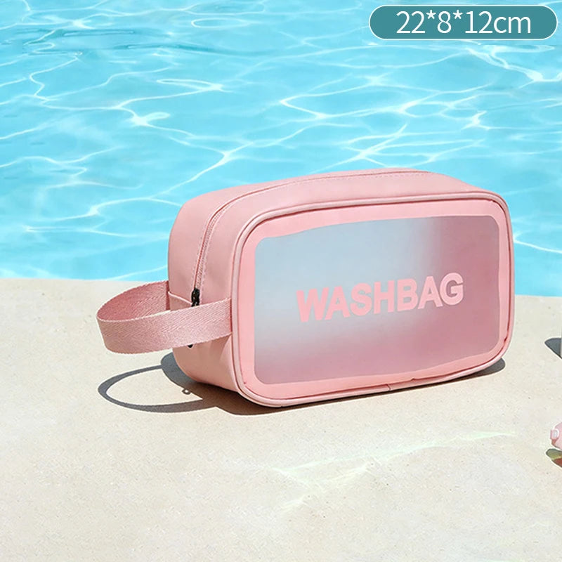 Portable hand-held PU polishing semi-transparent waterproof toiletry storage dust-proof makeup bag Zpaxo color b-s