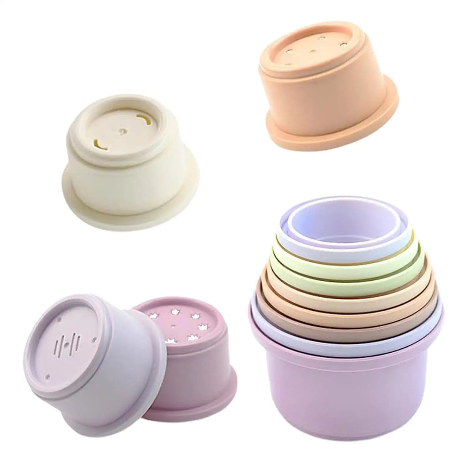 8Pcs Stacking Cups Toys for Rabbits Chinchillas Guinea Pigs Multi-Colored Reusable Plastic Nesting Toys Stacking Cups Set Zpaxo