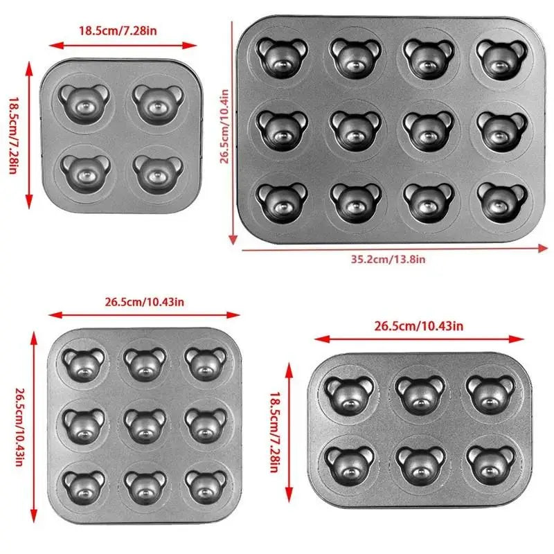 4 6 9 12 Even Bear Mold Baking Pan Non-stick DIY Cute Candy Cake Tool