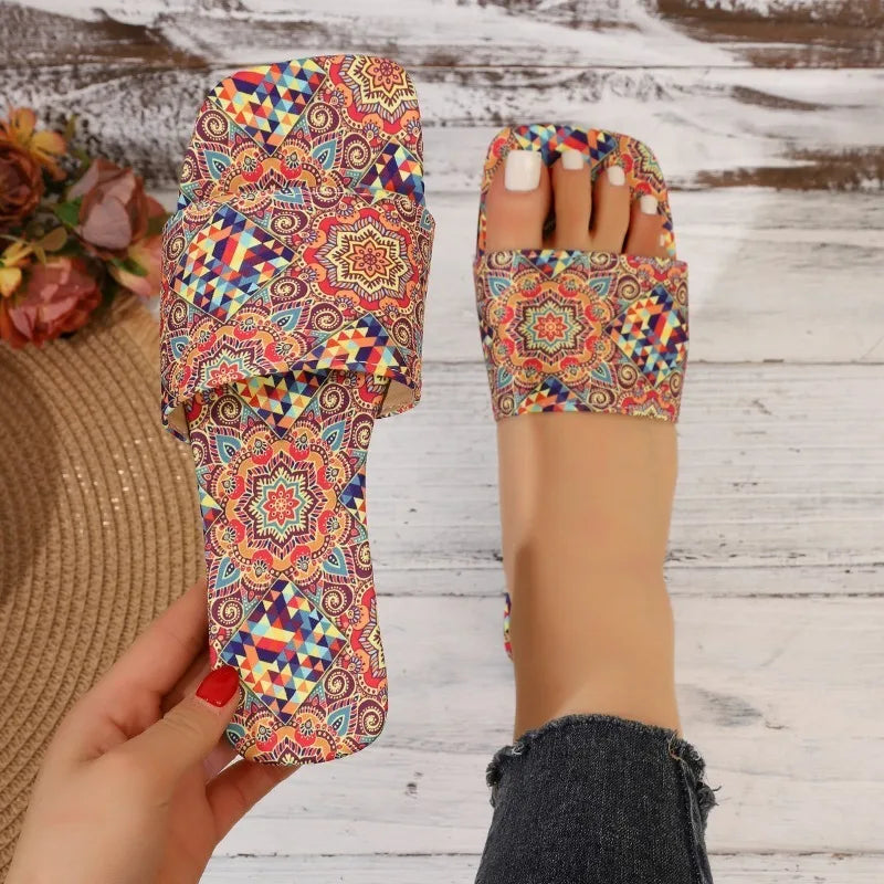 Women's Flat Slides 2026 Fashion Non-slip Outdoor Open-toe Female Zpaxo
