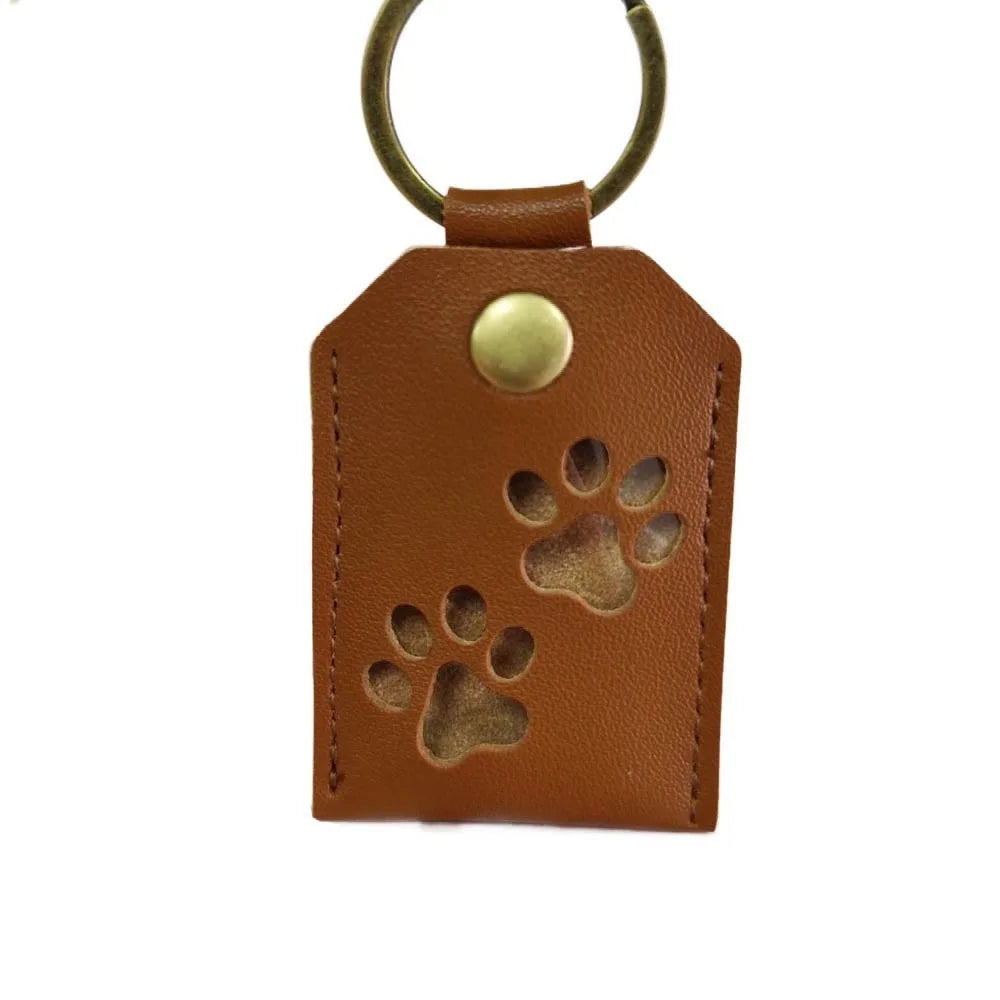 Cat Dog Claw Pet Hair Storage Bag Puppy PU Leather Pet Hair Keychain DIY Handmade Memorial Dogs Paw Pendant Hanging Accessory Zpaxo StyleA Brown