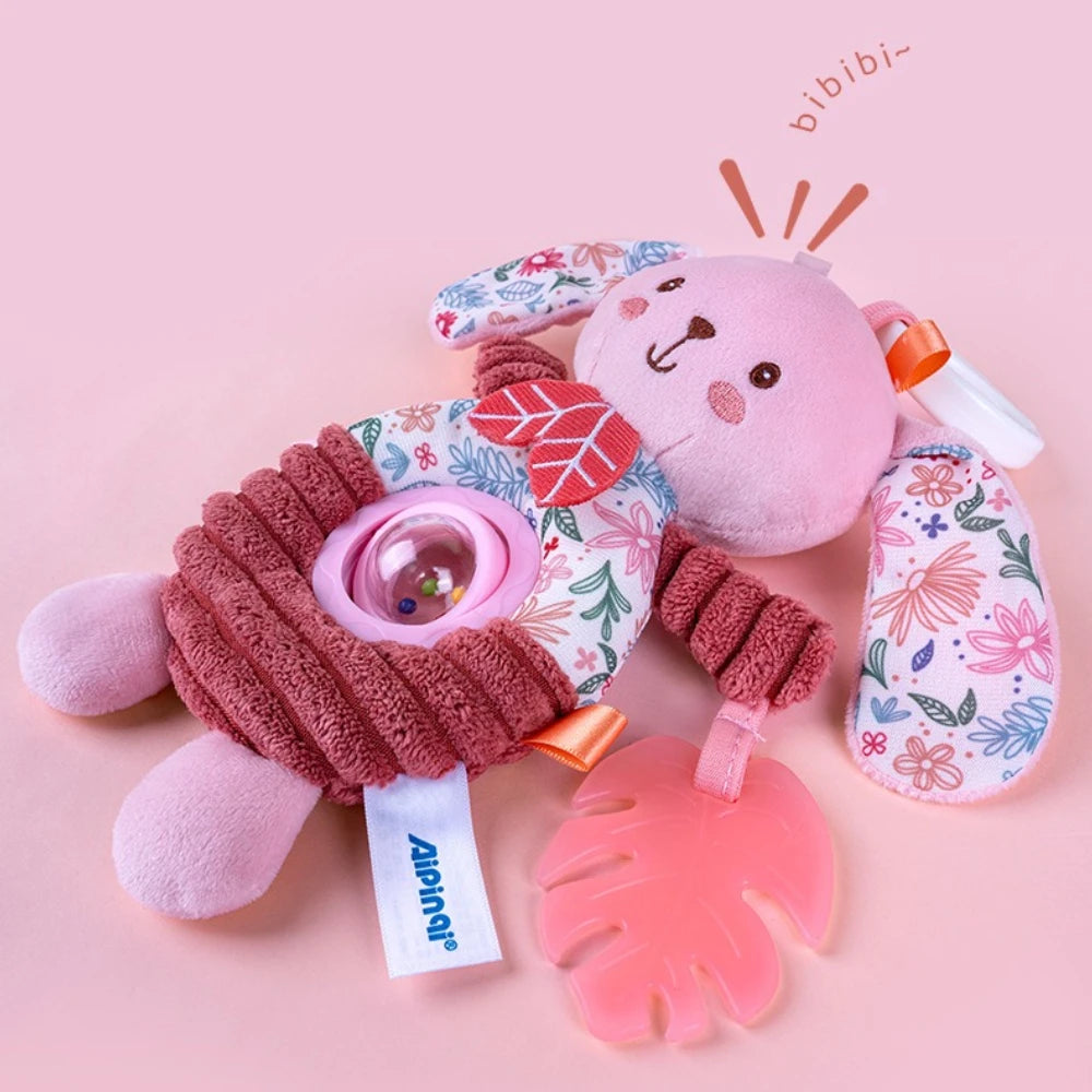 Baby Pink Crib Hanging Toy Cartoon Car Mounted Plush Auditory