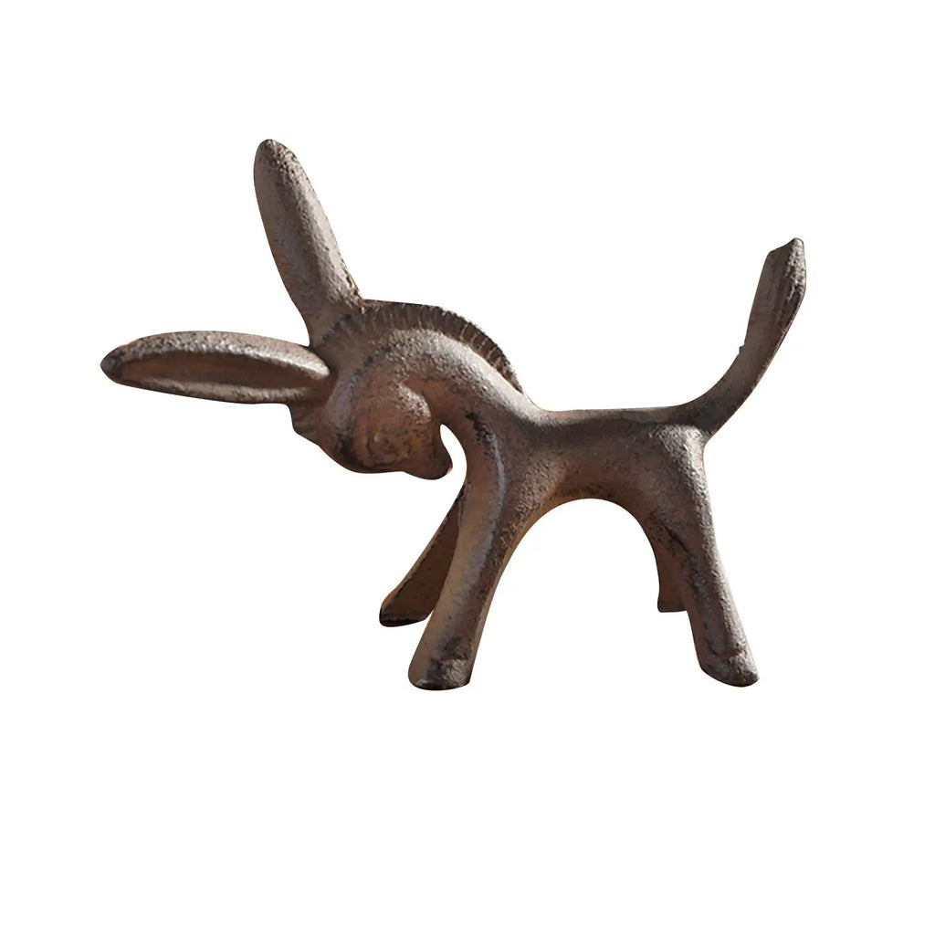 Cast Iron Donkey Figurine | Rustic Animal Sculpture & Decor Animal Figurine Zpaxo