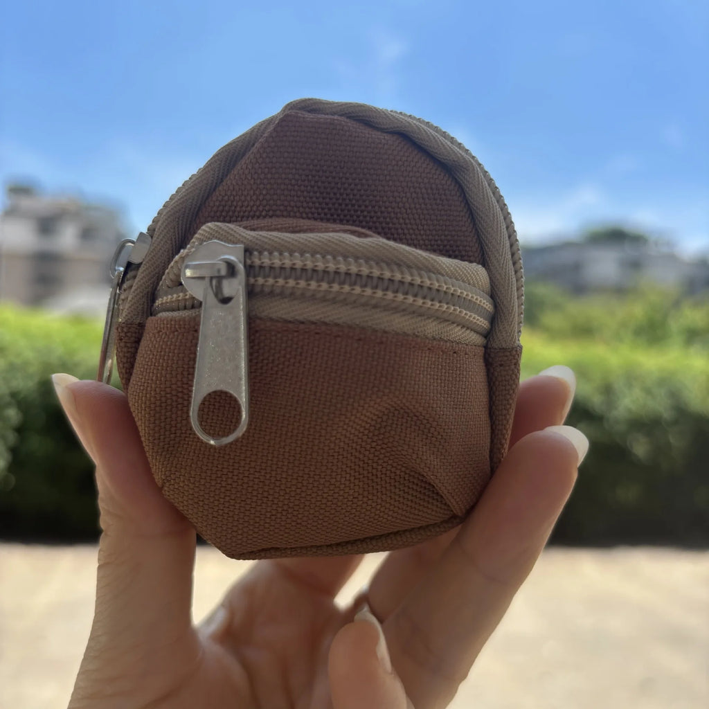 Mini Wallet Coin Purse Double-shoulder Zipper Keychain Backpack