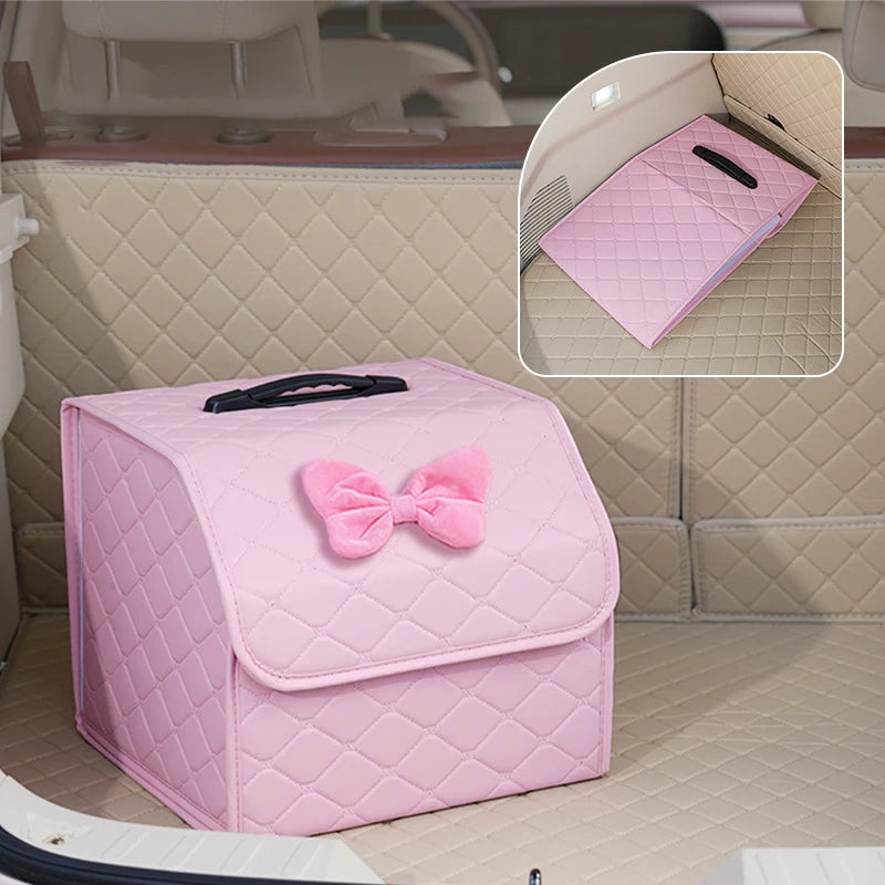 Foldable Car Trunk Organizer Box – Large Pink Storage