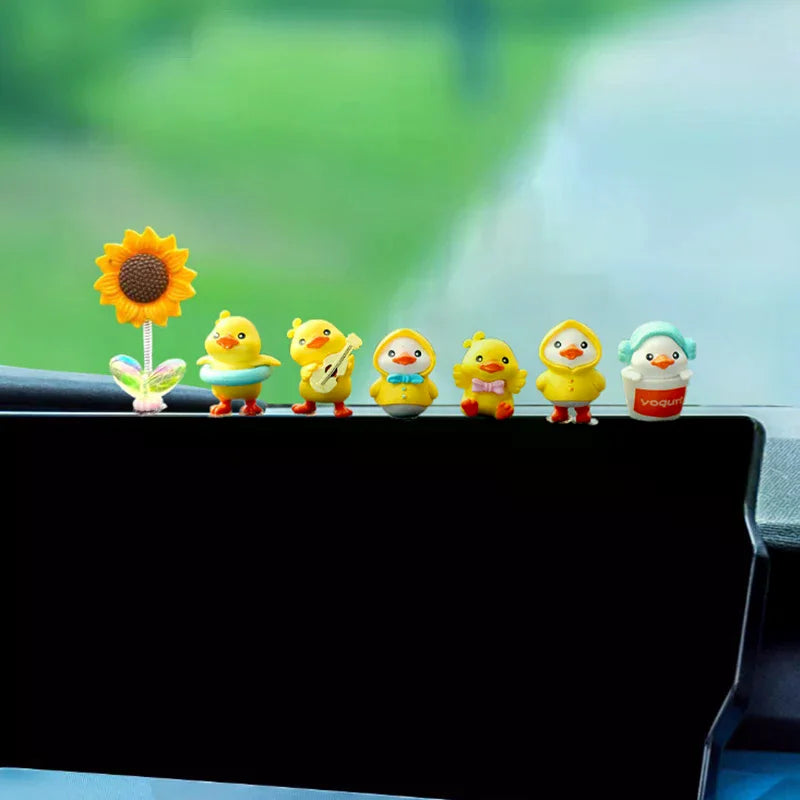 Cartoon Yellow Duck Resin Car Dashboard Ornament Decor