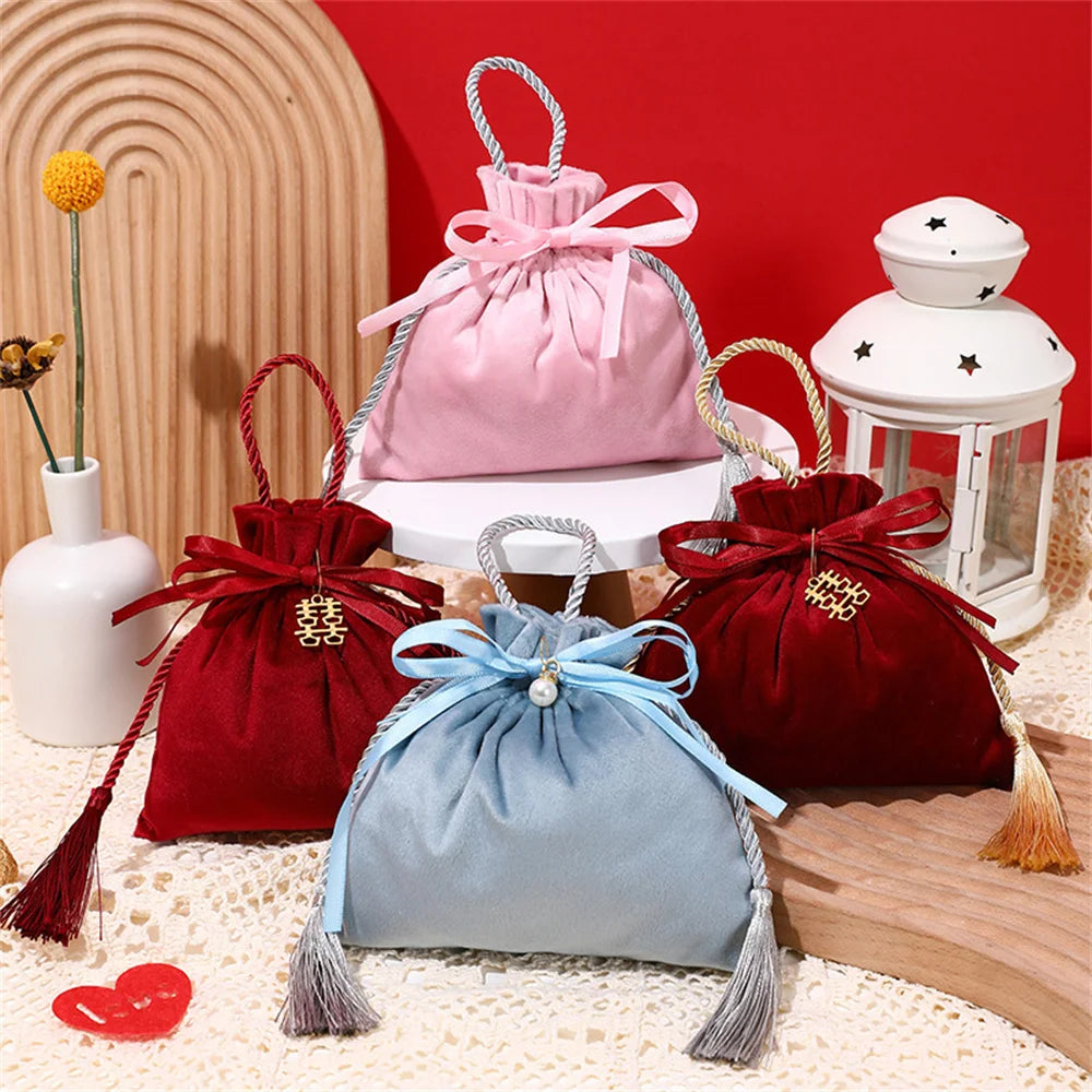 Velvet Drawstring Gift Bag – Wedding Party Candy Favour Pouch