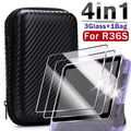 4-in-1 HD R36S Screen Protector & Carrying Case Bundle with Anti-scratch Shockproof for R36s Open Source Arcade Game Console Zpaxo Bag with 3 film