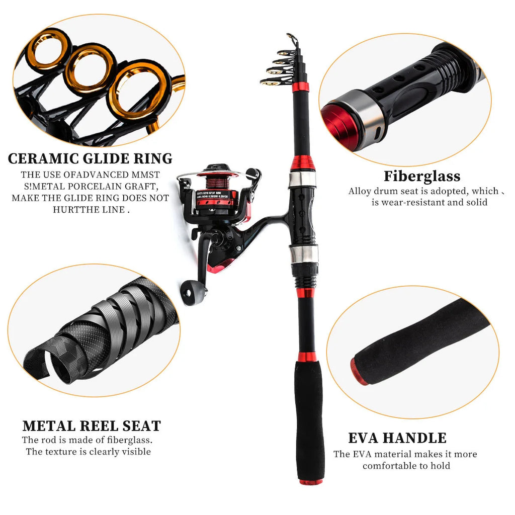Carbon Telescopic Spinning Rod & Reel Combo – Full Fishing Set