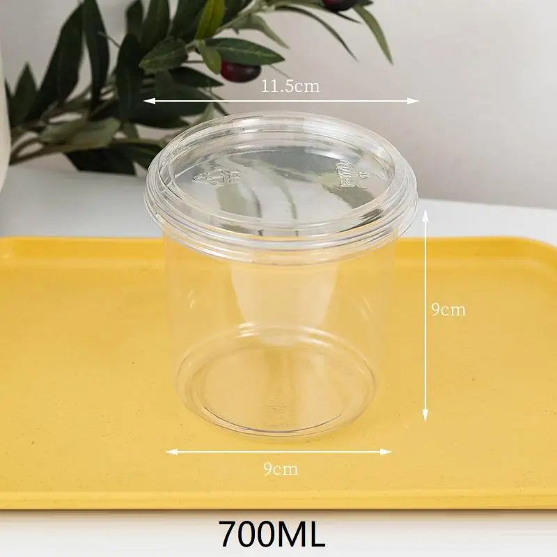10Pcs 230/350/500/700ml Disposable Salad Cups Clear Plastic Leak-Proof Dessert Cups With Lid With Lid Zpaxo 700ML