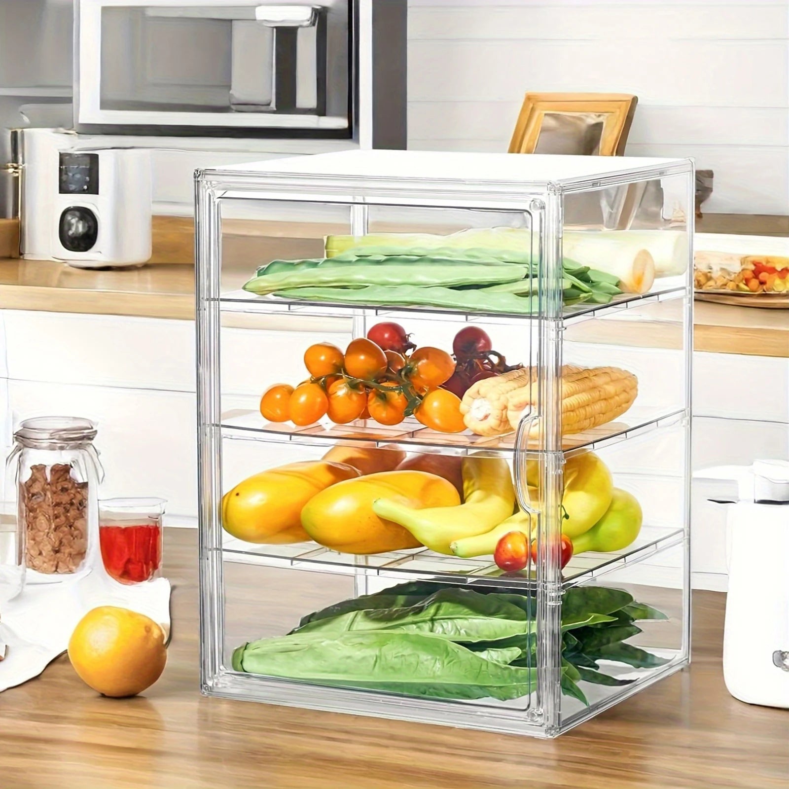 4-Layer Clear Plastic Bread Box Adjustable Bakery Pastry Display Case