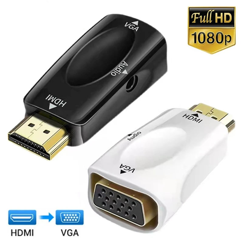 HDMI-compatible Male to VGA Female Adapter With 3.5mm Jack Audio Full HD 1080P For PC Laptop TV Box Computer Display Projector Zpaxo
