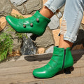 2025 Women Ankle Boots Fashion Comfortable Short Boots Retro Dress Party Shoes Ladies Autumn Winter Outdoor Pointed Shoes Female Zpaxo green 43